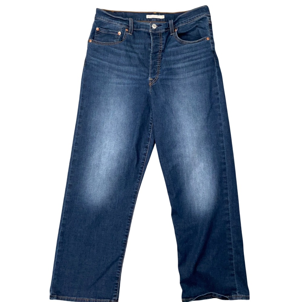 Levi's Ribcage Women 32 M Straight Ankle Ultra High Rise Stretch Jeans